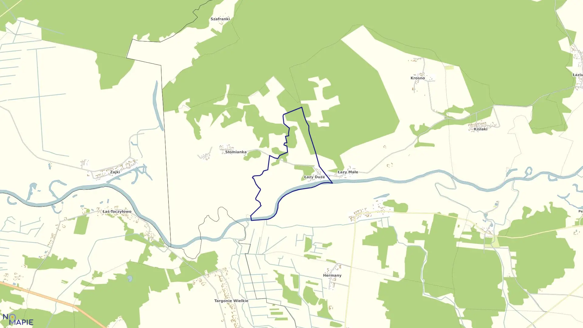 Mapa obrębu ŁAZY DUŻE w gminie Tykocin